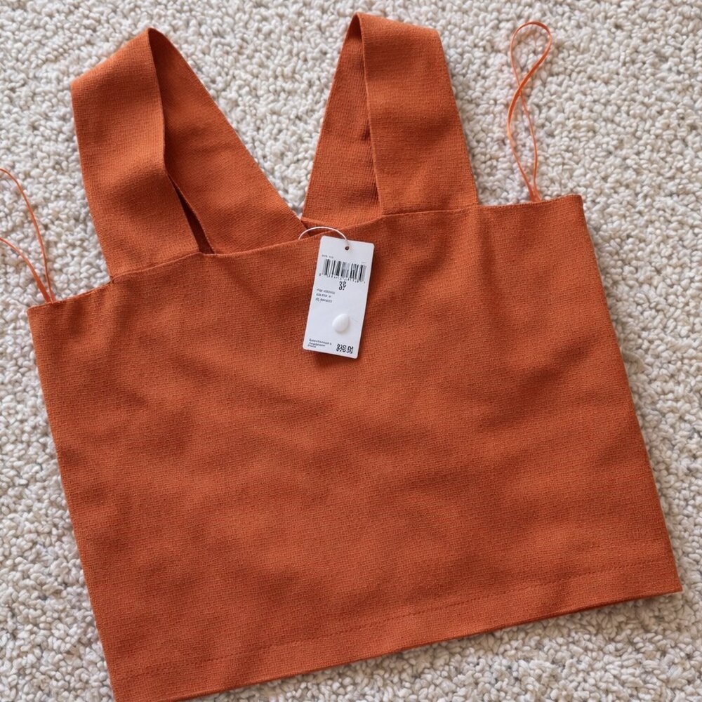 House of Harlow 1960 Knit Tank Top Burt Orange Square Neck Sleeveless S NWT